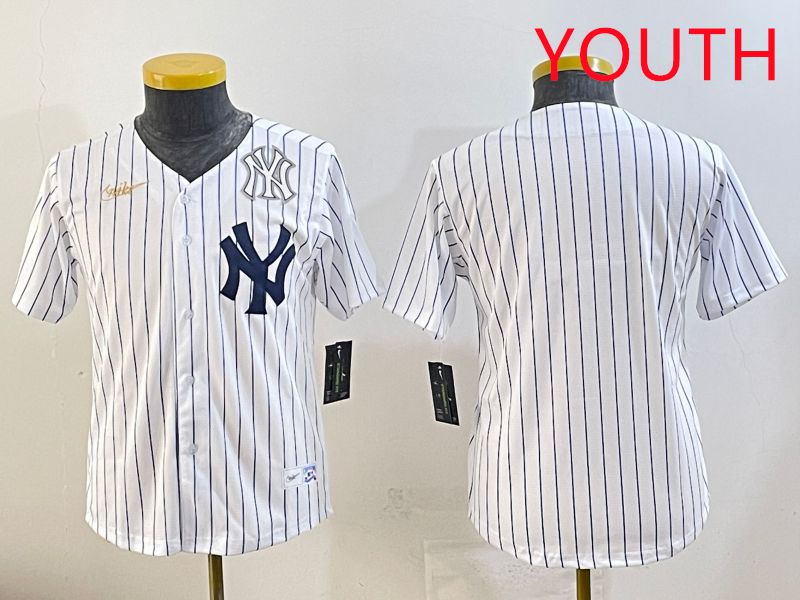 Youth 2025 New York Yankees Blank White Stripe Throwback Nike MLB Jersey style 43